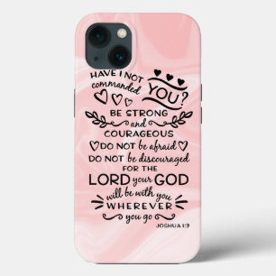 Etui iPhone 13 Bible Scripture Verse Joshua 1:19 Pink