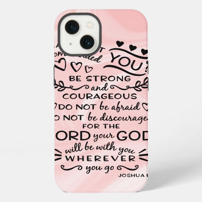 Coque iPhone Bible Scripture Verse Joshua 1:19 rose (Verso)