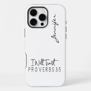 Coque iPhone 16 Pro Max Bible Verset Minimaliste Moderne Proverbes 3:5 iPh