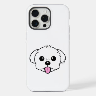 Coque iPhone 15 Pro Max Bichon blanc mignon Frise Chien Stick Sortie