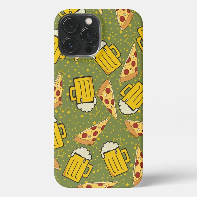 Coque iPhone Bière et Motif de pizza (Verso)