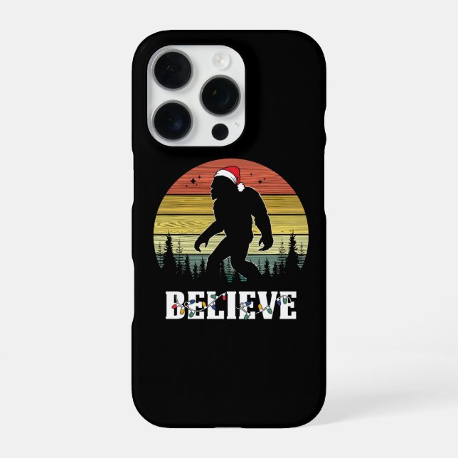 Coque iPhone Bigfoot drôle de Noël portant un chapeau de Père N (Verso)