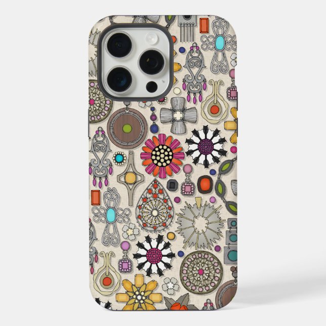 Coque iPhone bijou boho trésors lin (Verso)