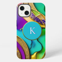 Bijou coloré moderne Monogramme Abstrait & or