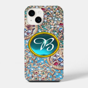 COQUE POUR iPhone 14 BIJOUX ANTIQUES, PIERRES PRÉCIEUSES, PERLES, MONOG