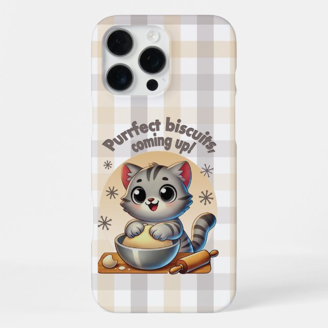 Coque iPhone "Biscuits parfaits, en route" Chat qui pétrit (Verso)