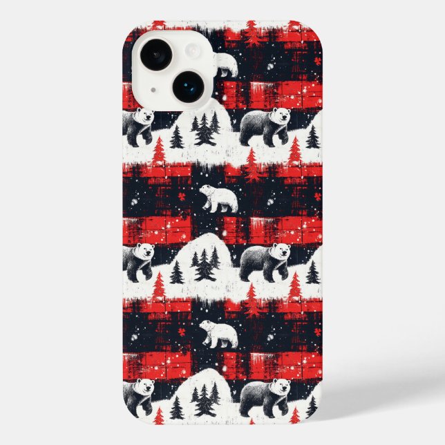 Coque iPhone Bison rouge Plaids Ours polaire (Verso)
