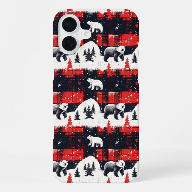 Coque iPhone Bison rouge Plaids Ours polaire (Verso)