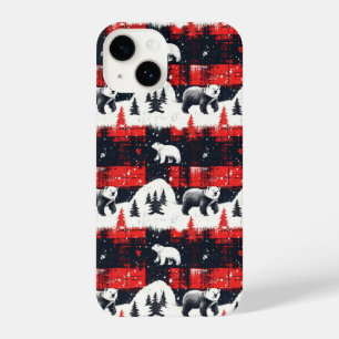 Coque Pour iPhone 14 Bison rouge Plaids Ours polaire