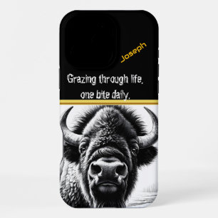 Coque iPhone 16 Pro Max Bisons à couper le souffle dans une nature tranqui