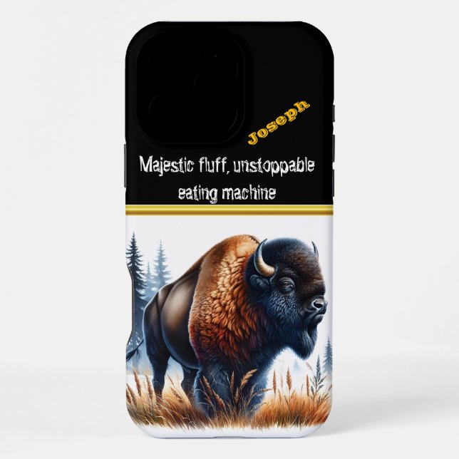 Coque iPhone Bisons errant dans une forêt sereine (Verso)