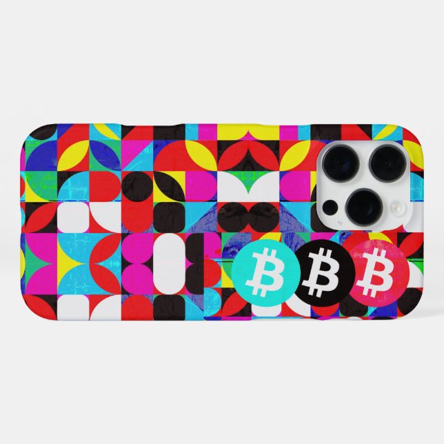 Coque iPhone Bitcoin Coloré (Vibrant HD) (Verso Horizontal)