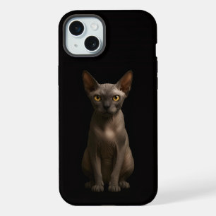 Coque iPhone 15 Plus Black 4 Luxe, Chat Sphynx iPhone 15 Plus