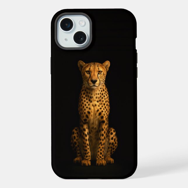 Coque iPhone Black 4 Luxe, Guépard Élégant iPhone 15 Plus (Verso)