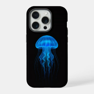 Coque iPhone 15 Pro Black 4 Luxe iPhone 15 Pro Mate, Méduse Bleue