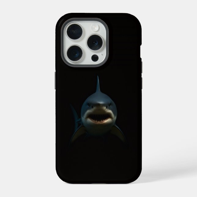Coque iPhone Black 4 Luxe iPhone 15 Pro Mate, Requin Blanc (Verso)