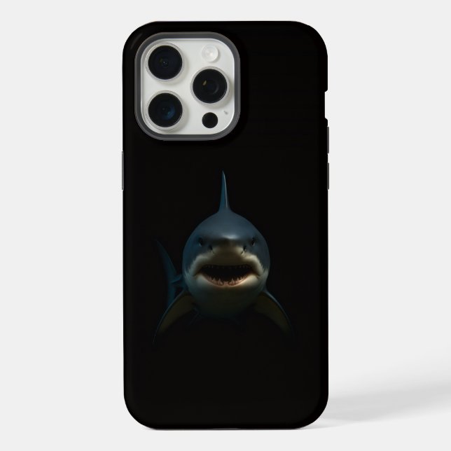 Coque iPhone Black 4 Luxe iPhone 15 Pro Max, Requin Blanc (Verso)