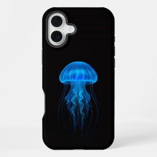 Coque iPhone 16 Plus Black 4 Luxe iPhone 16 Plus Mate, Méduse Bleue