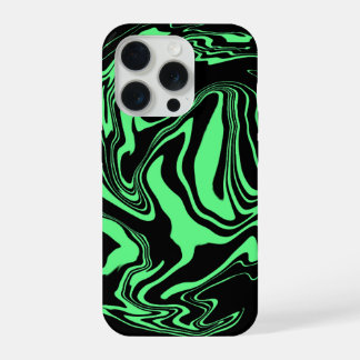 Coque iPhone 15 Pro Black and Green Marble