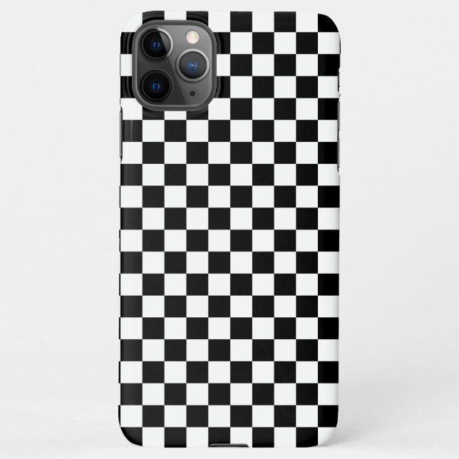 Coque iPhone Black and white checkerboard pattern  (Dos)