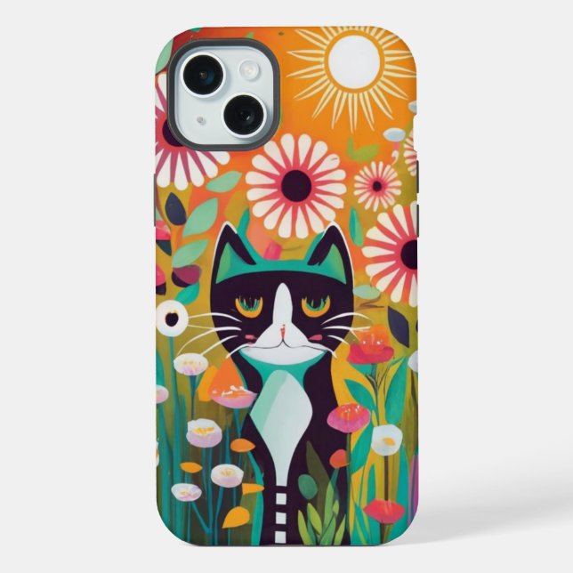 Coque iPhone Black Cat in The Garden (Verso)