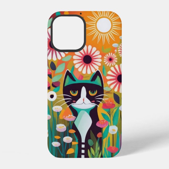 Coque iPhone Black Cat in The Garden (Verso)