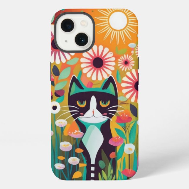 Coque iPhone Black Cat in The Garden (Verso)