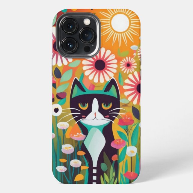 Coque iPhone Black Cat in The Garden (Verso)
