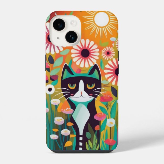 Coque iPhone Black Cat in The Garden (Verso)