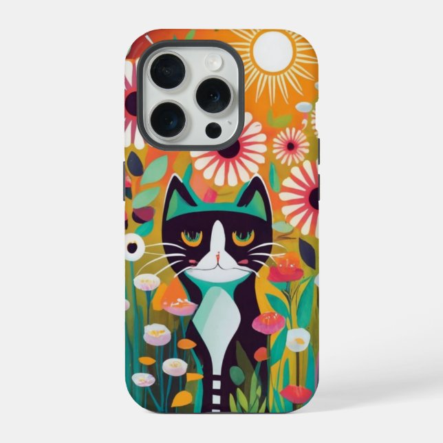 Coque iPhone Black Cat in The Garden (Verso)