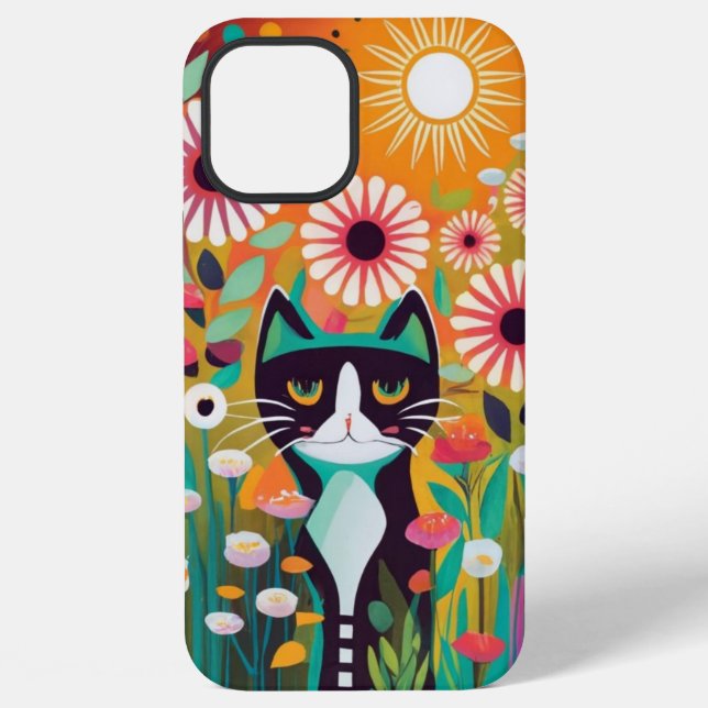 Coque iPhone Black Cat in The Garden (Verso)
