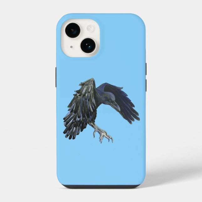 Coque iPhone Black Crow Master of Time Illustration Sky Blue (Verso)