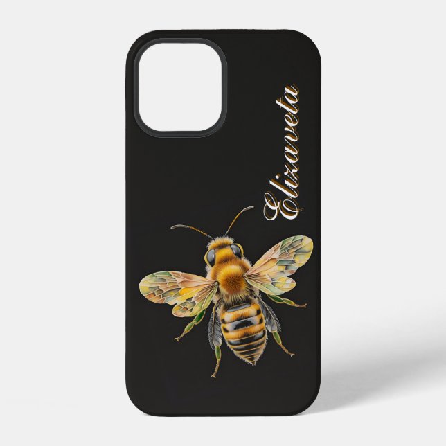 Coque iPhone Black Gold Bee Nom été (Verso)