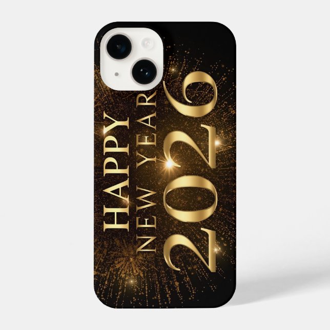 Coque iPhone black gold new year phone case (Verso)
