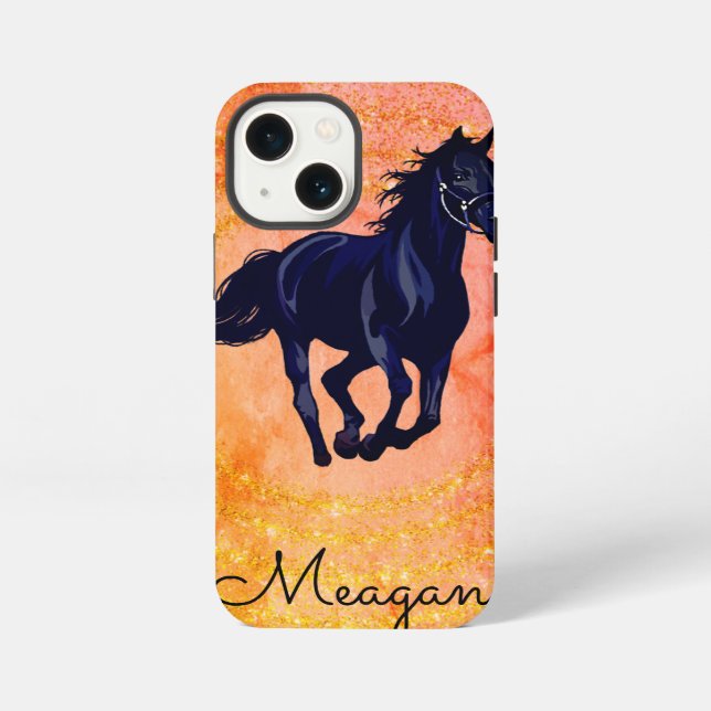 Coque iPhone Black Horse Rustic Sparkle   (Verso)