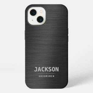 Etui iPhone 13 Black Metal Moderne Simple Personnalisé Garçons d'