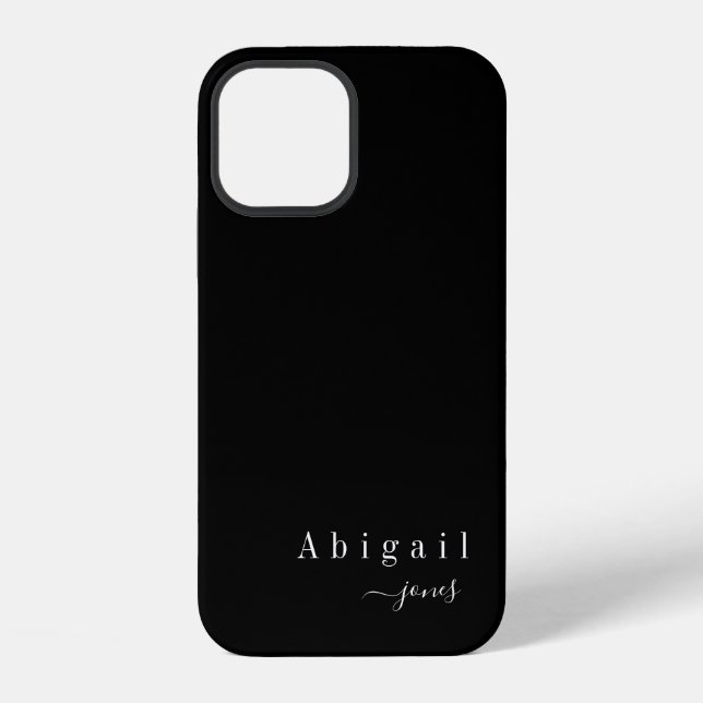 Coque iPhone Black Simple Script Name élégant personnalisé (Verso)