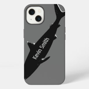 Etui iPhone 13 black swimming shark personalized