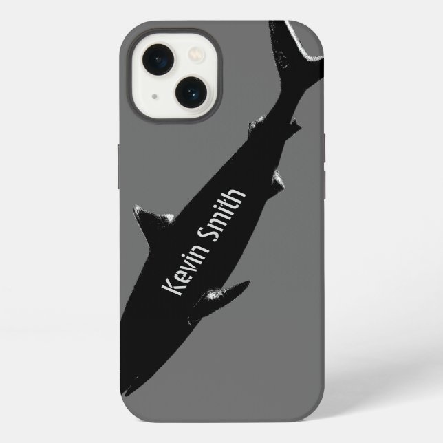 Coque iPhone black swimming shark personalized (Verso)