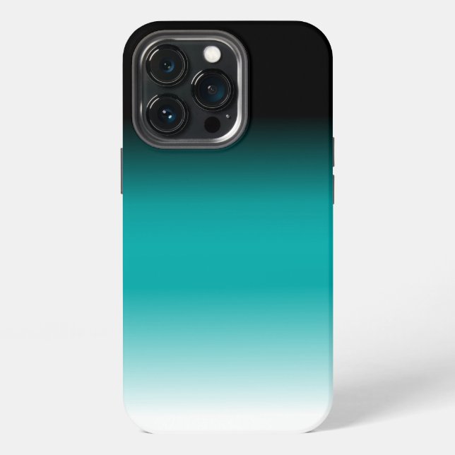 Coque iPhone Black Teal White ombre (Dos)