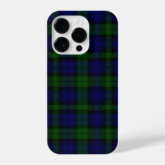 Coque iPhone Black Watch Tartan bleu vert Plaid (Verso)