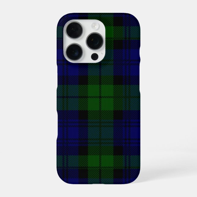 Coque iPhone Black Watch Tartan bleu vert Plaid (Verso)