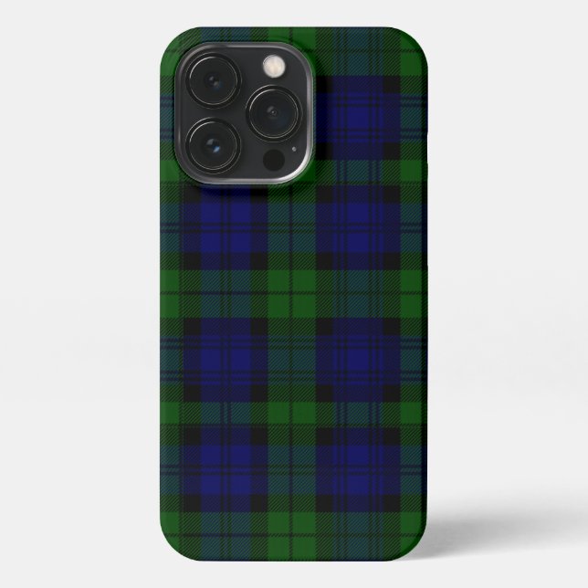 Coque iPhone Black Watch Tartan bleu vert Plaid (Verso)