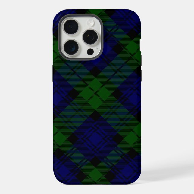 Coque iPhone Black Watch Tartan bleu vert Plaid (Verso)