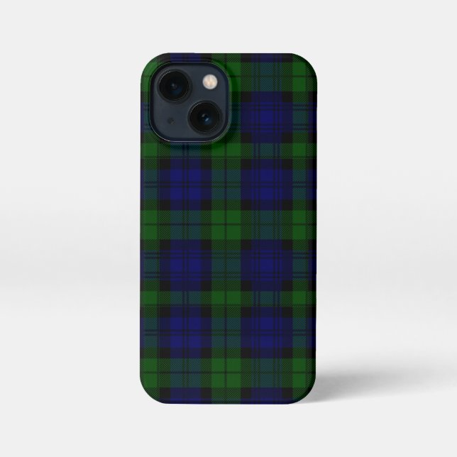 Coque iPhone Black Watch Tartan bleu vert Plaid (Verso)