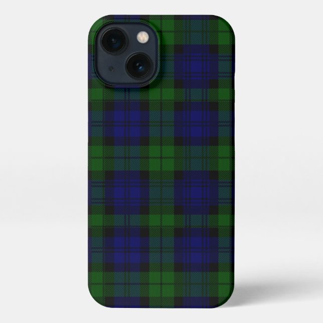 Coque iPhone Black Watch Tartan bleu vert Plaid (Verso)