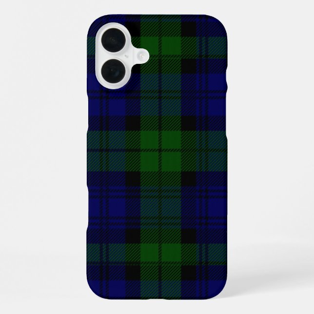 Coque iPhone Black Watch Tartan bleu vert Plaid (Verso)