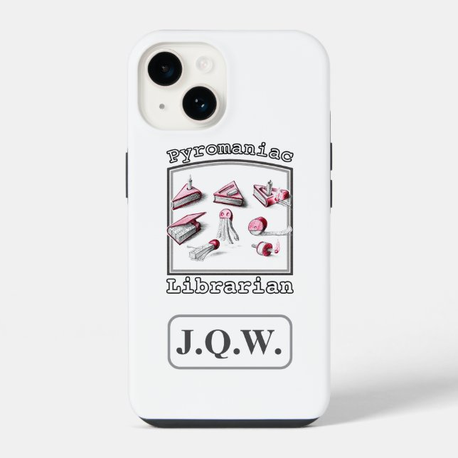 Coque iPhone Blanc Ajouter trois initiales Pyromaniaque Bibliot (Verso)