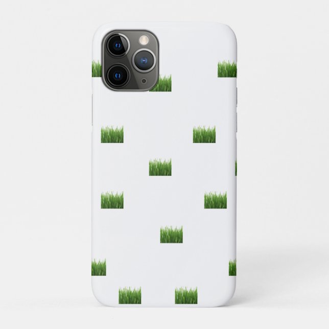 Coque iphone blanc avec patchs d'herbe verte - Nat (Dos)
