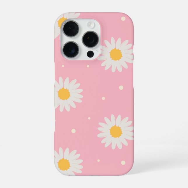 Coque iPhone Blanc Daisy Dot Rose (Verso)